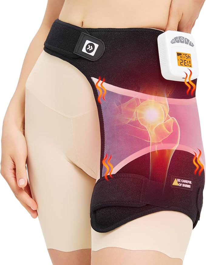 Cordless Hip Heating Pad for Hip/Sciatica Pain Relief,Massager Vibration Low Noise Upgraded 5000mAh Rechargeable Battery Heating Pad for Hip,Heated Wrap for Lower Back, Buttocks,Auto Shut Off