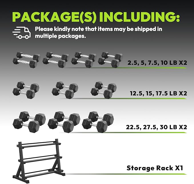 HANDBODE Hex Dumbbell Set with Rack, 300-840 lb Rubber Coated Fixed Weights Sets with Heavy Duty Storage Stand, Hexagon Shape for Stable Placement, Home Gym Equipment for Strength Training