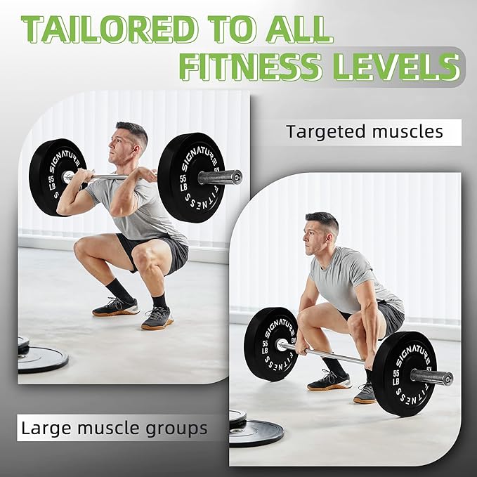 Fitvids Olympic Bumper Plates Set, 2" Weight Plates for Strength Training & Weightlifting, Paris or Set or Set with Barbell, Multiple Options