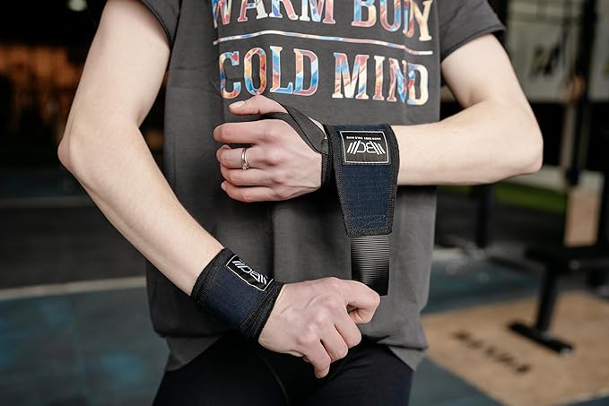 WARM BODY COLD MIND - Premium Cotton Weight Lifting Wrist Wraps for Cross Training, Powerlifting, Deadlift, Weightlifting, Gym, Wrist Straps, Workout, Fitness, Heavy-Duty Support with Thumb Loop