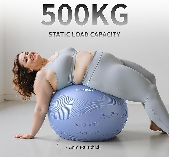 Extra Thick Yoga Ball with Training Instruction, Anti-Burst Slip Resistant Exercise Ball with Pump for Pilates,Physical Therapy,Pregnancy Stability,Birthing Ball 22in 26in 30in
