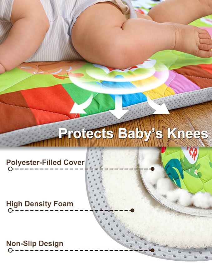 Foam Baby Play Mat 50x50, Removable and Machine Washable Cover, Thicken Cushioning Playmat and Perfect for Playpen, Non-Slip Bottom, Easy to Clean for Infants, Toddlers & Babies(Farm)