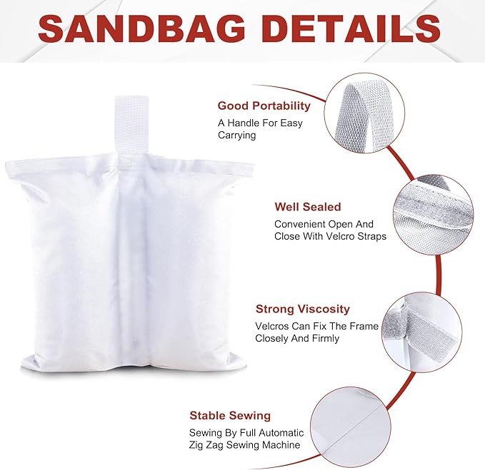 ABCCANOPY Canopy Weights 150 LBS Tent Sand Bags,4-Pack White (Without Sand)