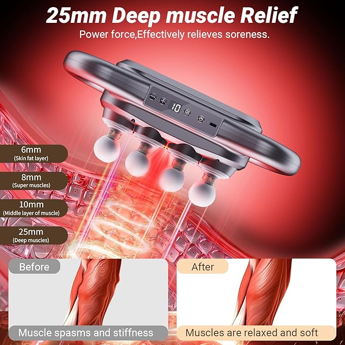 16-Head Massage Gun,2026 Upgrade Deep Tissue Percussion Massager with 9 Modes 9 Intensities, 2600mAh 6H Runtime, Quiet Muscle Tension Release Electric Massage Tools for Back, Shoulders, Legs