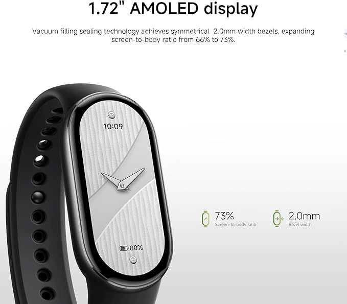 XIAOMI Mi Smart Watch Band 10, 5ATM Waterproof Fitness Step Tracker Sports Digital Smart Watch Health Band for Men Women, 1.72" AMOLED Display, 150+ Sports Modes (Glacier Silver)