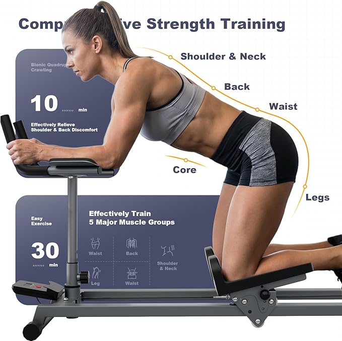Crawling Exercise Machine & Spine Twist Stretch Trainer for Full Body Workout, Knee Support, Lower Back Exercise for Desk Workers, Heavy Duty Low-Impact Abdominal, Waist Stretcher Home Gym