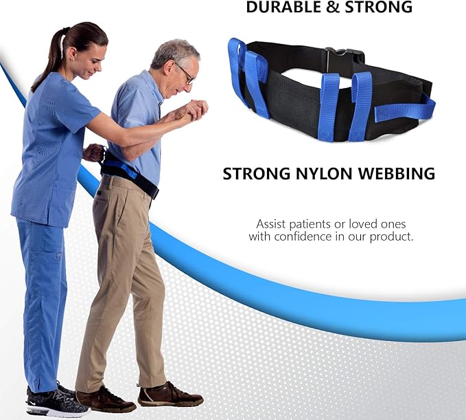 NYOrtho Transfer Gait Belt - 6 Heavy Handles (25 Pack) - Gate Belt with Easy Fasten Buckle - Lift Assist for Elderly and Patient Care | Adjustable Size 28” to 55”
