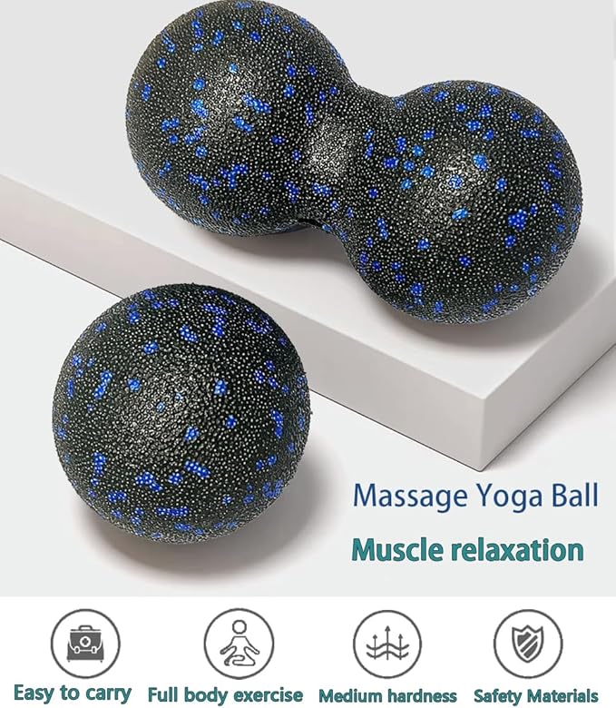Peanut Massage Ball - Double Lacrosse Massage Ball & Mobility Ball for Physical Therapy - Deep Tissue Massage Tool for Myofascial Release, Muscle Relaxer, Acupoint Massage