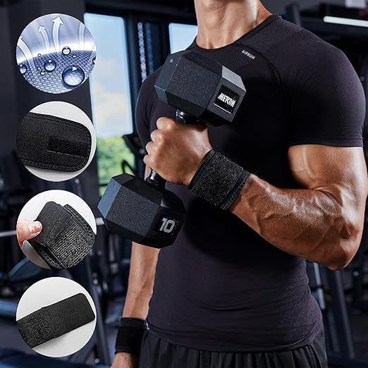 YUNYILAN 2 Pack Wrist Brace Adjustable Wrist Support Wrist Straps for Fitness Weightlifting, Tendonitis, Carpal Tunnel Arthritis, Wrist Wraps Wrist Pain Relief Highly Elastic (Black)