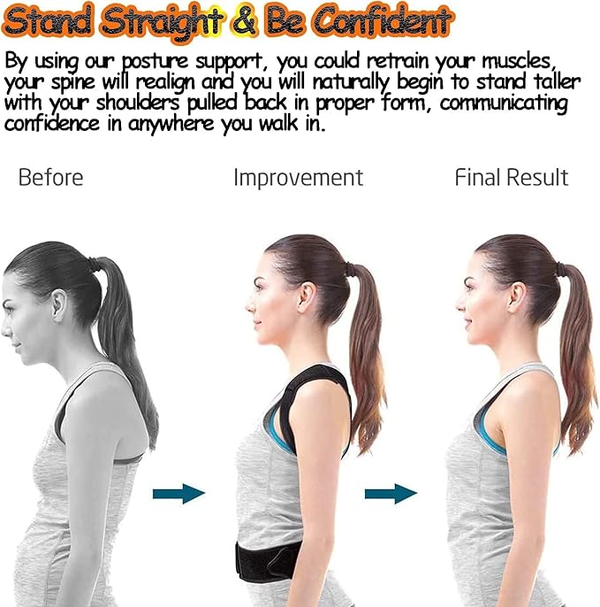 Posture Corrector for Women and Men, Adjustable Back Straightener Posture Corrector,Upper Lower Back Brace Support Belt for Men Women Body Neck Shoulder Trainer (XXXL, Grey)