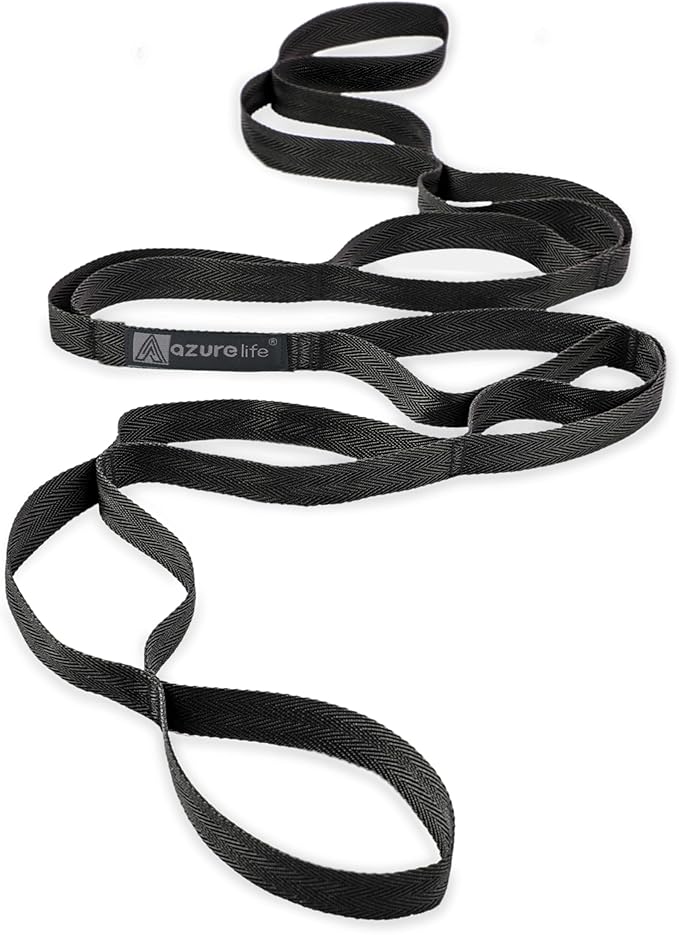 A AZURELIFE Premium Durable Stretch Straps with Loops, Stretching Strap for Physical Therapy, Multi-Loop Yoga Strap Fitness Exercise Strap for Yoga, Pilates, Dance, Flexibility&Exercise