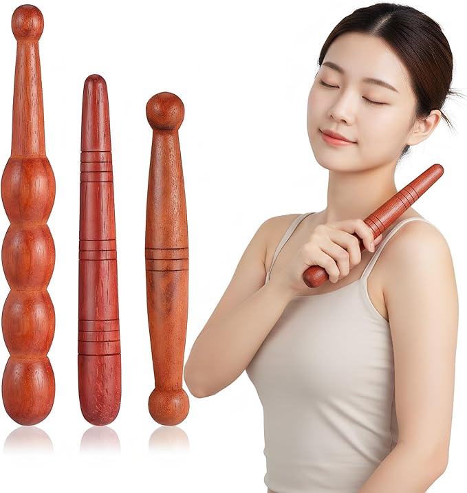 Healifty 3Pcs Wooden Reflexology Sticks Foot Hand Massage Wooden Stick Tools Thai Face Neck Back Waist Massager Trigger Points