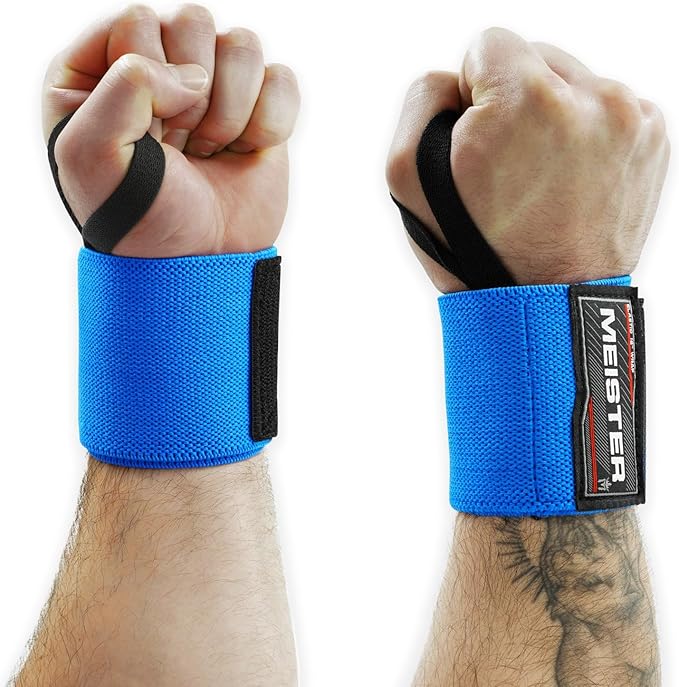 Meister 18" Elastic Wrist Wraps - Heavy-Duty Support for Weightlifting, Strength & Cross Training