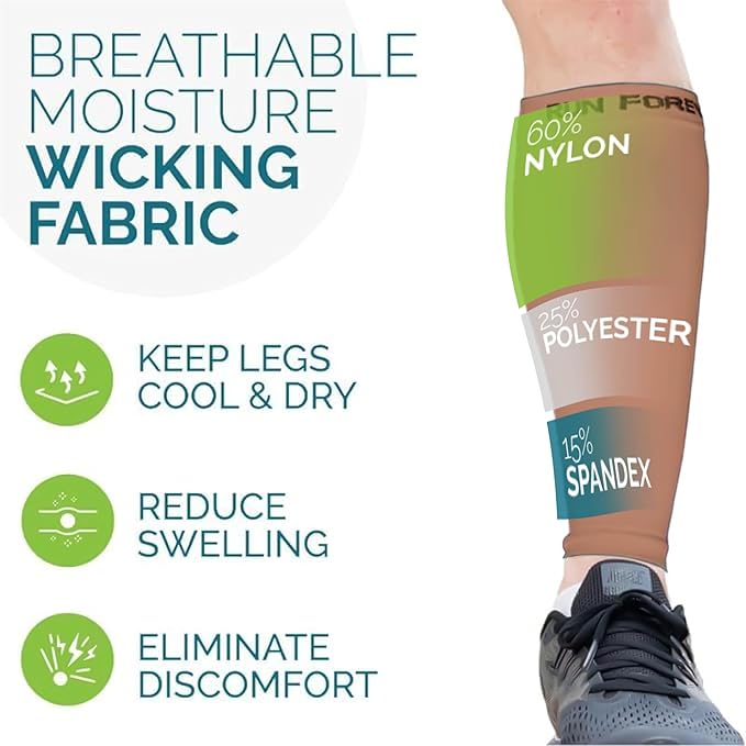 Run Forever Calf Compression Sleeves for Men and Women - Leg Compression Sleeve - Footless Compression Socks for runners