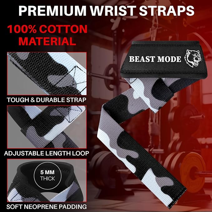 TECEUM Lifting Straps for Weightlifting Gym Strength Training - Wrist Straps with Neoprene Padded Cotton - Men & Women – Ideal for Powerlifting, Bodybuilding & Deadlifts