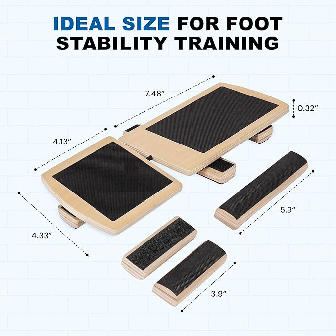 Ankle Balance Board Foot Strengthener, Adjustable Stability Trainer for Balance Training & Mobility, Non Slip Wooden Board for Posture, Coordination & Physical Therapy Exercises