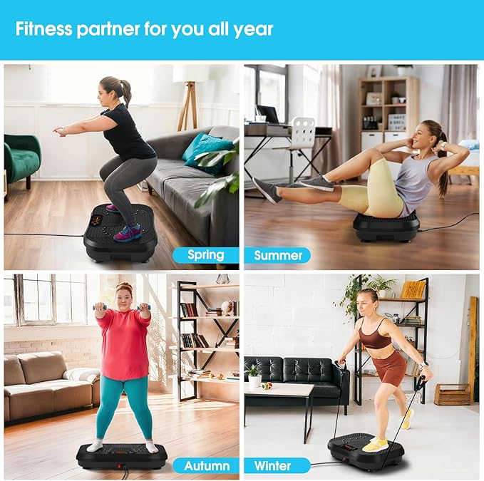 SoftGym Vibration Plate Exercise Machine for Lymphatic Drainage,Power Vibrate Stand Shake Board 450 Lbs Capacity Whole Body Workout Waver with Fitness Resistance Bands Weight Loss Gifts for Women Men