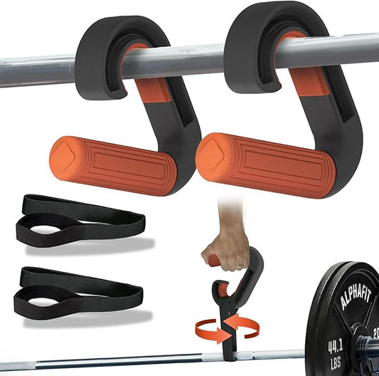 Folaps Pull Up Handles Neutral Grip: Portable Barbell Grip with 2 Detachable Straps for Cable Machine LAT Pull Down T-bar Row Deadlift Shrug