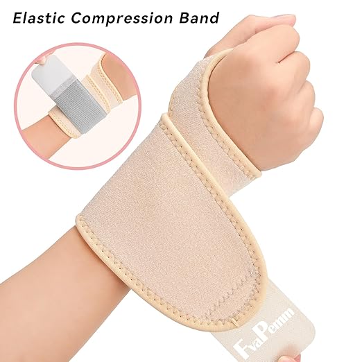 Wrist Support Brace for Carpal Tunnel 2 Pairs Right Left Hand, Wrist Wraps for Women Men, Adjustable Wrist Brace for Tendonitis, Arthritis, Pain Relief, Weightlifting, Sports, Day Night Support, Nude