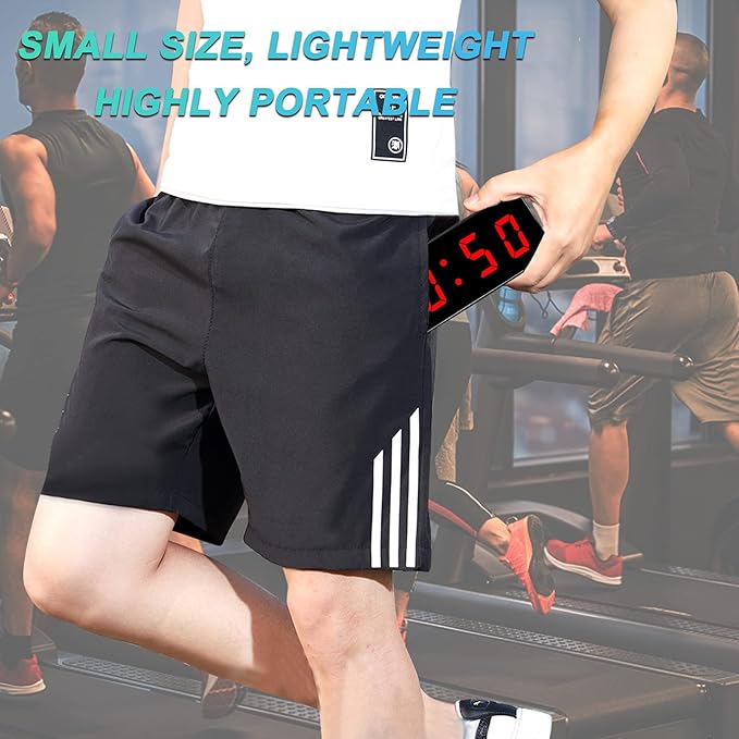 Gym Timer, Portable, Interval Timer with Rechargeable Battery and Built-in Magnet, LED Digital Anti Vertigo Display, Upgraded Workout Clock for Home Gym Garage Fitness