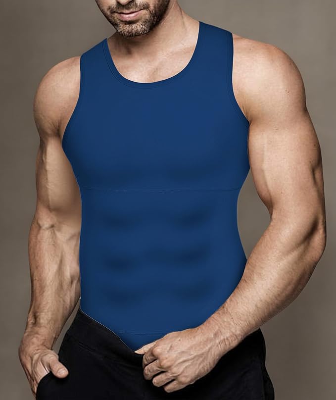 Mens Compression Shirt Slimming Body Shaper Vest Workout Tank Tops Abs Abdomen Undershirts