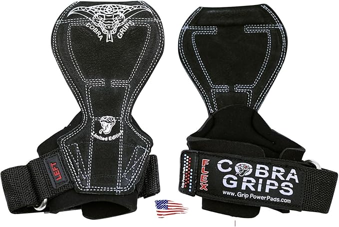 Cobra Grips Flex Model Weight Lifting Gloves Heavy Duty Straps Alternative Power Lifting Hooks for Deadlifts with Padded Wrist Wrap Support Bodybuilding