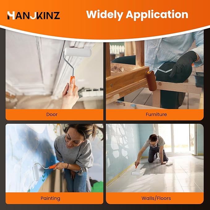 Foam Paint Roller, 24 Pack, 4 Inch Mini Paint Roller Covers, High Density Foam Paint Roller, Small Paint Rollers for All Flat Surfaces, Suitable for Wall，Kitchen Cabinets, Doors, Tables, Etc