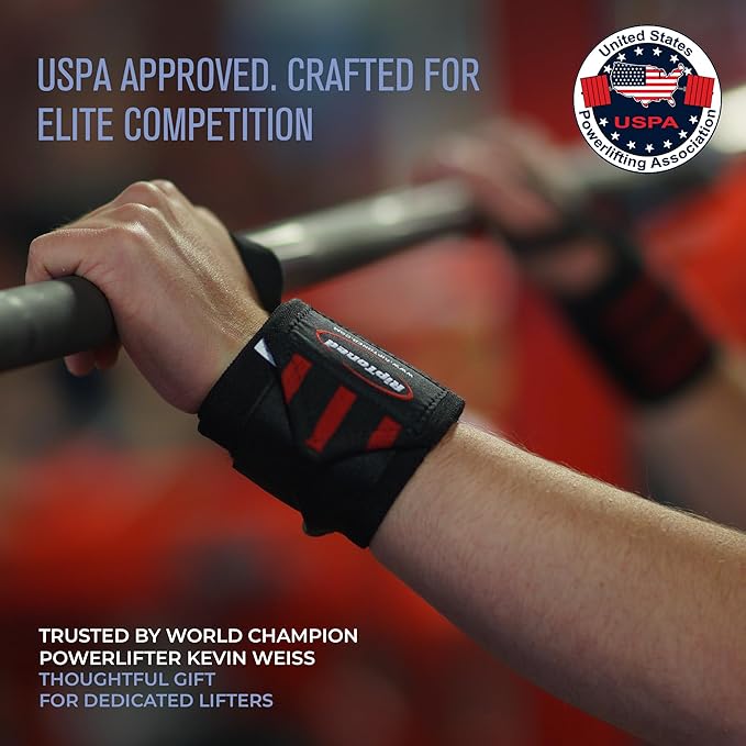 Rip Toned Wrist Wraps for Weightlifting – USPA & USAPL Approved 18" Wrist Straps for Powerlifting – Adjustable, Durable Gym Wraps with Thumb Loop – Maximum Support for Men & Women