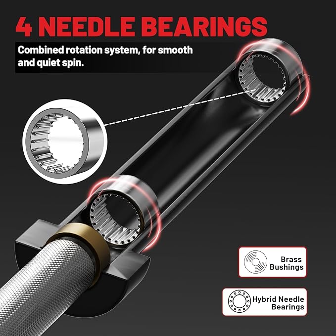7FT Olympic Barbell 45 lb Barbell 2 INCH 1000lbs/1500lbs Capacity Olympic Bar with Moderate Knurling For Squats Curls Deadlifts