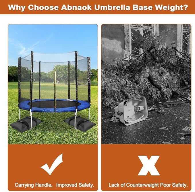 Abnaok Umbrella Base Weight Fillable Sandbags, 2PCS Sandbags for Weigh, Sandbag Weights for Patio Umbrella for Outdoor Garden (Without Sand) (90lbs(2 x 45lbs))