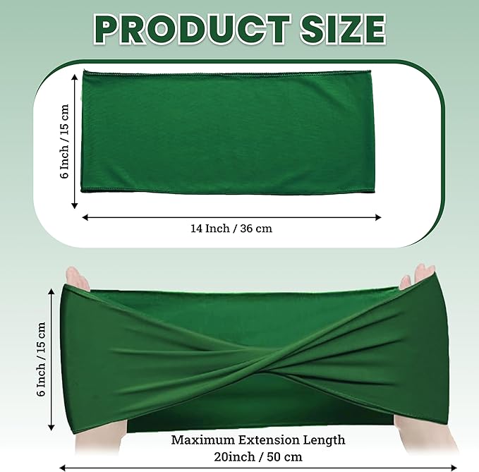 VDS Pack of 300 PCS | Green | Spandex Chair Sashes Bows Without Buckle | Stretch Elastic Banquet Universal Folding Chair Band Tie with for Wedding Party Conference Celebration Event Decoration