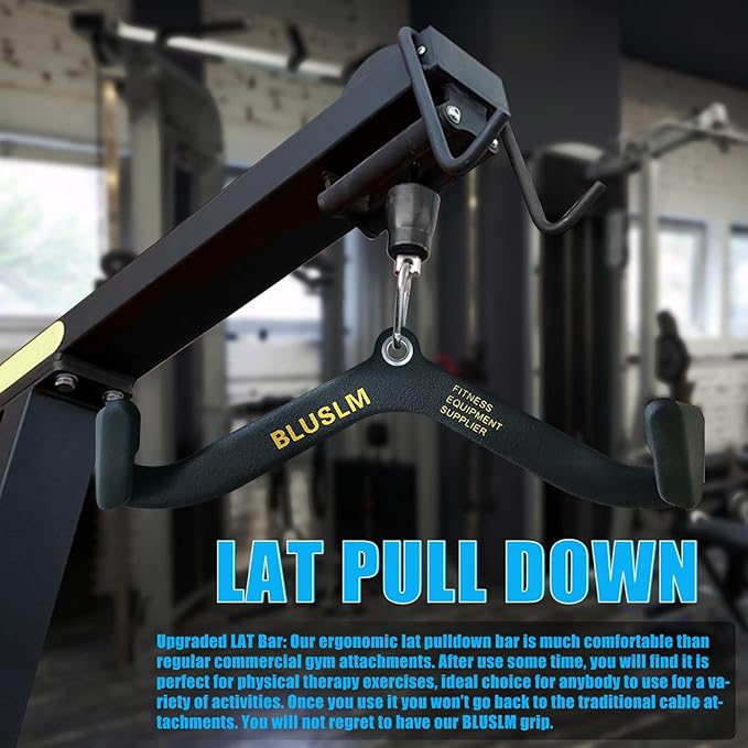 LAT Pull Down Bar for Cable Machine, LAT Pulldown Attachments T-bar V-bar Cable Attachment for Gym, Back Tricep Strength Training Handle