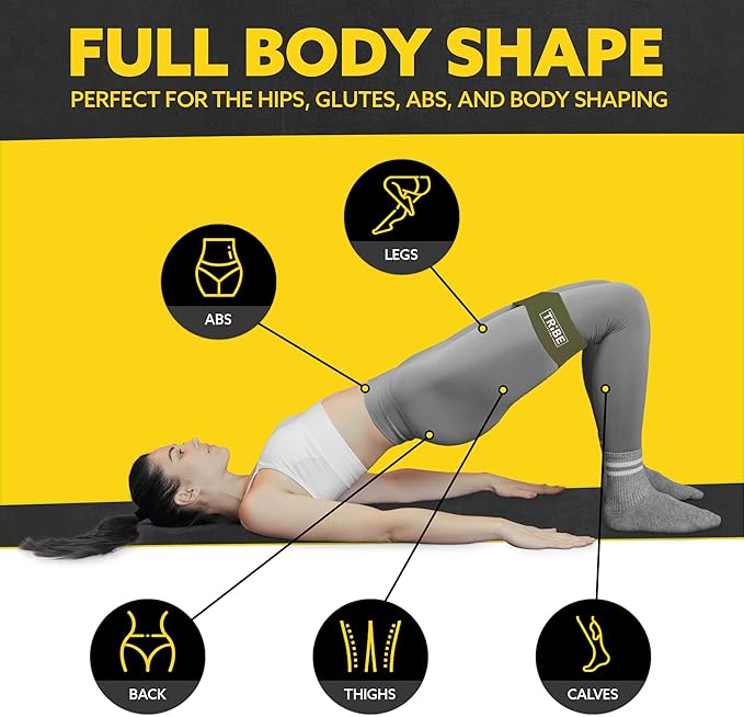 Tribe Lifting Fabric Resistance Bands for Working Out - 5 Exercise Bands Set for Legs and Glutes - Booty Bands for Women and Men - Thick Cloth Workout Bands for Physical Therapy, Hip Training