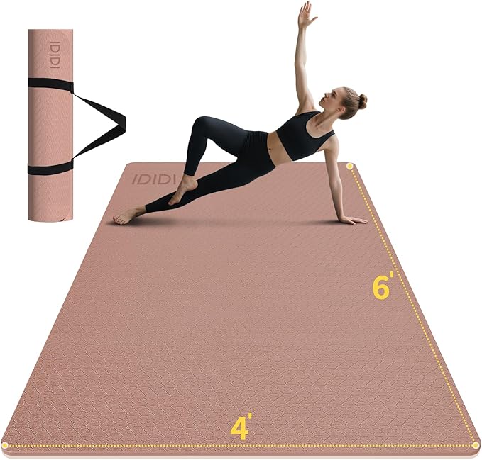 Large Yoga Mat (6'x 4') - Extra Long and Wide Workout Mat for Men and Women, Non-Slip POE 0.32''/0.4'' Thick Fitness Mat, Eco-Friendly Exercise Mat for Home Workouts, Ideal for Yoga and Pilates