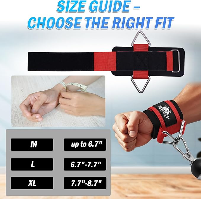 Wrist Cuffs for Cable Machines – Padded & Adjustable Straps for Lateral Raises, Tricep Pushdowns & Strength Training