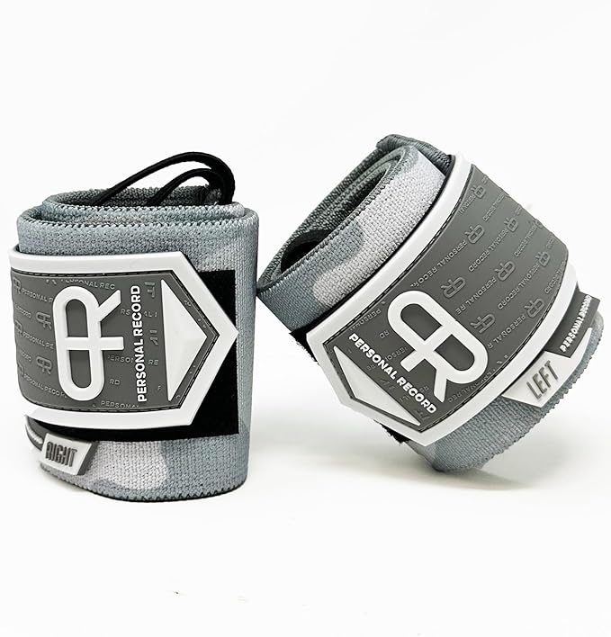 PR Personal Record Heavy Duty Premium Wrist Wraps, More Elasticity, Reinforced Stitching, Extra Wide Strap, Strong Thumb Loop, Larry Wheels Weightlifting Wraps