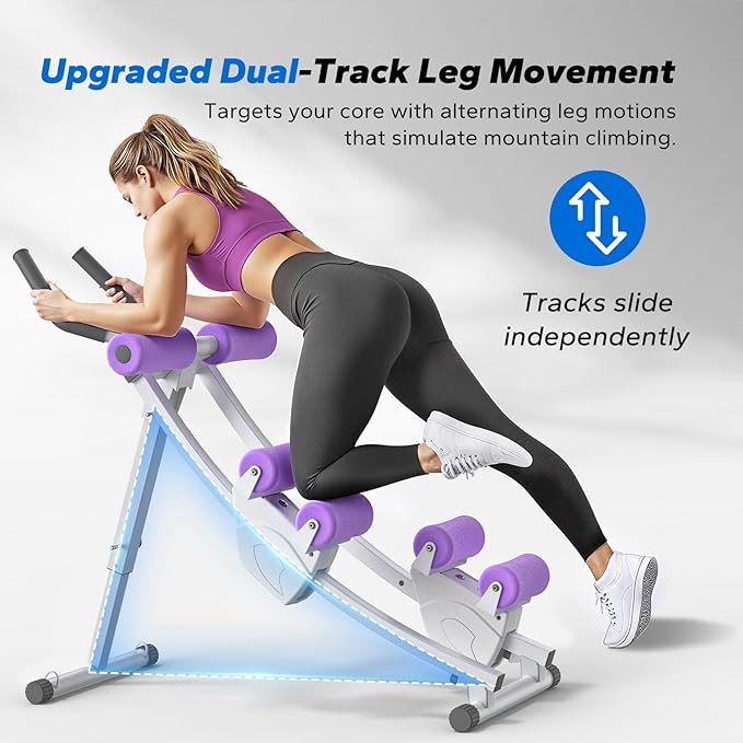 MERACH Ab Machine, Adjustable Ab Trainer Machine, AB Workout Equipment for Home Gym, Independent Dual Tracks for Mountain Climber, Foldable for Home Exercise, Load Capacity 440 LBS