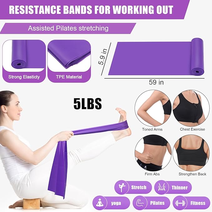 Silipull 10 Pcs Pilates Ring Blocks Set for Women Home Yoga Equipment Accessories Pilates Ring Circle and Ball Workouts Gift Include Ball Yoga Circle Resistance Bands Block Straps Gym Bag