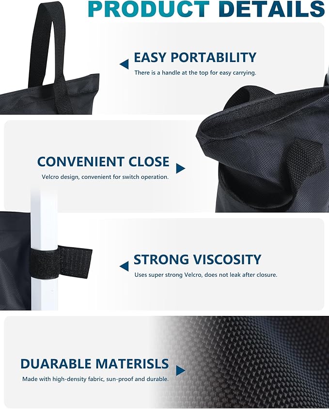 MASTERCANOPY Canopy Weight Sandbags, Without Sand(112 Pounds, Black)