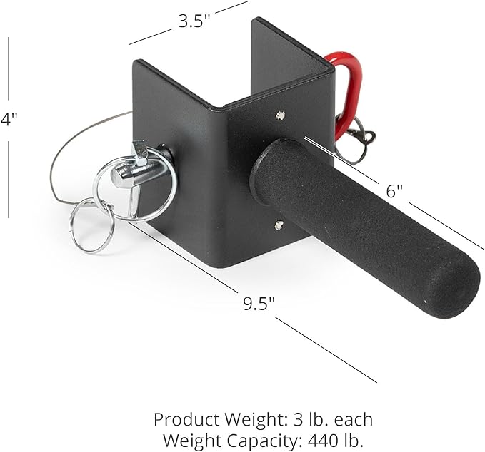 Titan Fitness Squat Handles Compatible with X-3 Series Power Rack, Sold as a Pair, Rack Mounted Dip Bar Station Attachments for 3" x 3" Tube Power Cage, Home Gym Rack Accessory