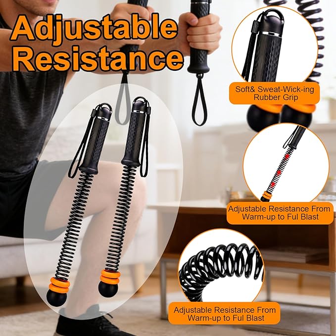Adjustable Ropeless Battle Ropes with Weights — Portable Cordless Home Gym Equipment for Men & Women, Quiet Low-Impact Full-Body Workout Tool, Ideal for HIIT, Cardio, Strength & Fat Burning (Black)
