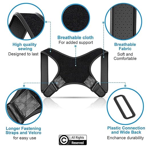 POAGL Adjustable Posture Corrector Brace for Men – Universal Fit Upper Back, Shoulder & Clavicle Support, Helps Improve Posture & Relieve Neck, Shoulder & Back Pain (Patented Design)