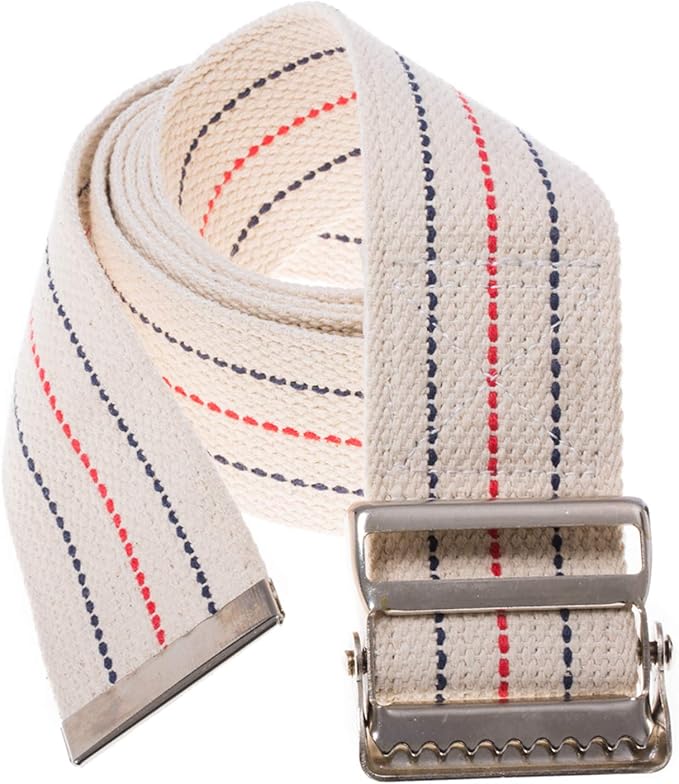 COW&COW Transfer and Gait Belt with Metal Buckle - Transfer Walking and Standing Assist Aid For Caregiver Nurse Therapist 2 inches (Beige with Stripes, 60")