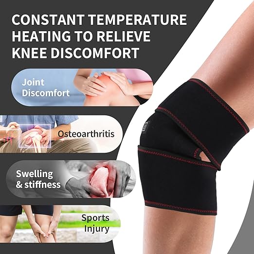 Heated Knee Brace Wrap 3 Adjustable Temperature Thermal Therapy Heated knee pad with USB Adapter Heating Pad for Arthritis Pain Relief (No Battery)
