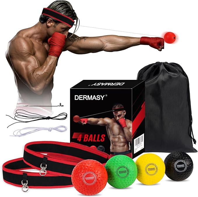 Dermasy Upgraded Boxing Reflex Ball, Boxing Training Ball with Headband Perfect for Reaction, Punching Speed, Fight Skill, Fitness, Newst Boxing Equipment