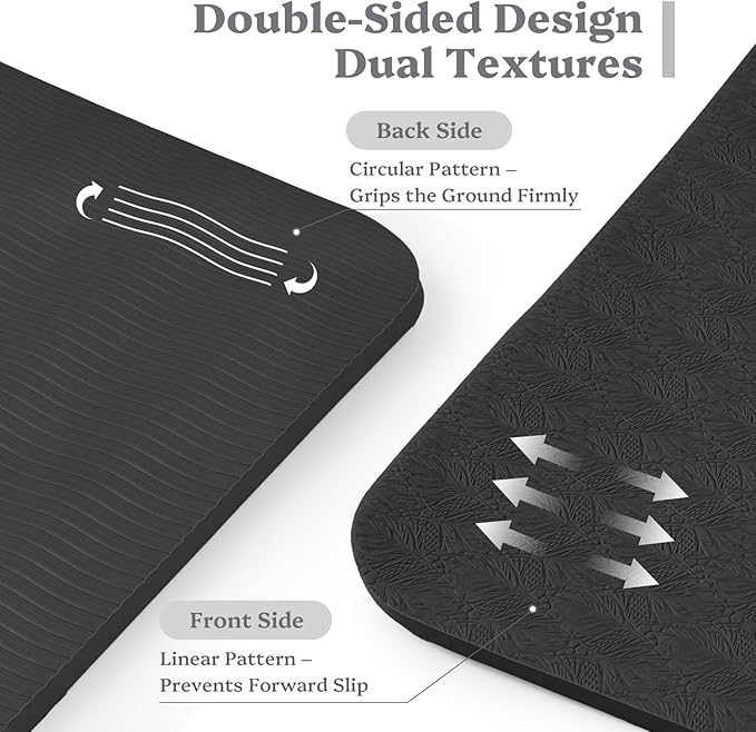 Foldable Yoga Mat Non Slip, Pilates Fitness Mats, 72" x 24" Extra Width ＆ Thick, Anti-Tear Exercise Mat with Carrying Strap and Bag, Workout Mats for Stretching,Yoga Studio,Gym or Home Workouts