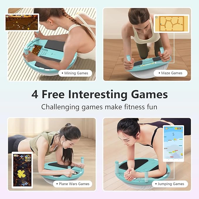 Half Balance Ball Trainer - Balance Ball Trainer with Resistance Bands and Foot Pump,Stability Ball for Exercise, Full-Body Workouts, Home Gym