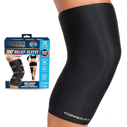 Copper Fit 360 Freeze Compression Sleeve – Cold/Hot Therapy - Flexible 360 Coverage for Knee, Elbow, Ankle, Wrist, Hamstring and Calf (Small/Medium)