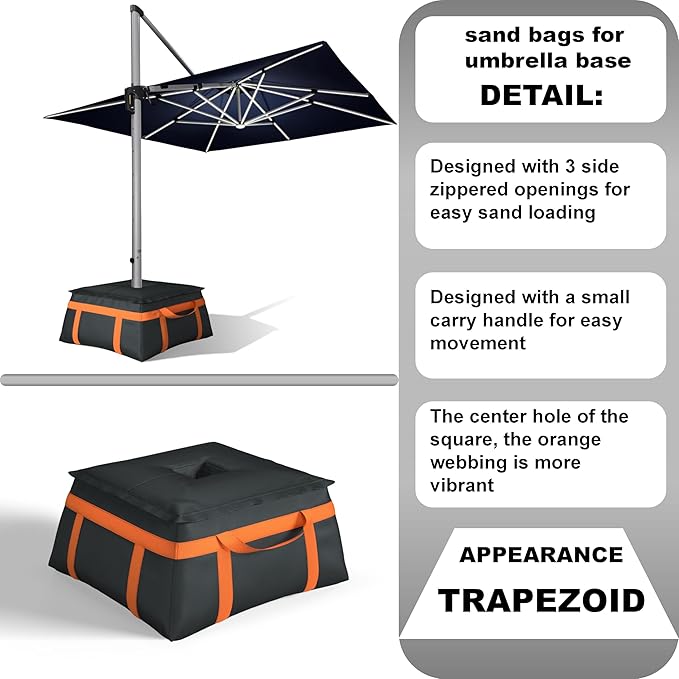 Sand Bags for Umbrella Base, 600D Oxford Cloth Waterproof and dustproof Umbrella Base Weight Bag for Any Offset, Cantilever and Any Outdoor Patio Umbrella Frame.