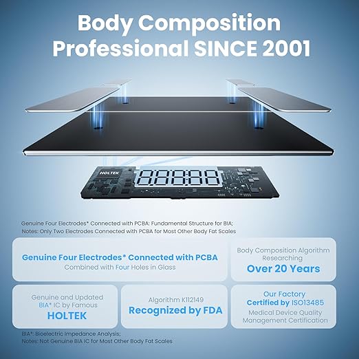 Homebuds Smart Bathroom Scale for Body Weight, High Precision in 0.1lb Assured by Weight Scale Professional Factory SINCE 2001, App Sync 13 Body Composition Including BMI and Body Fat, 400lb LED Black